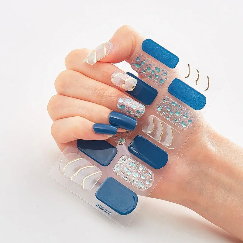 UV Semi Cured Gel Nail Wraps – Long Lasting French Style LED Gel Nail Stickers for Nail Extensions
