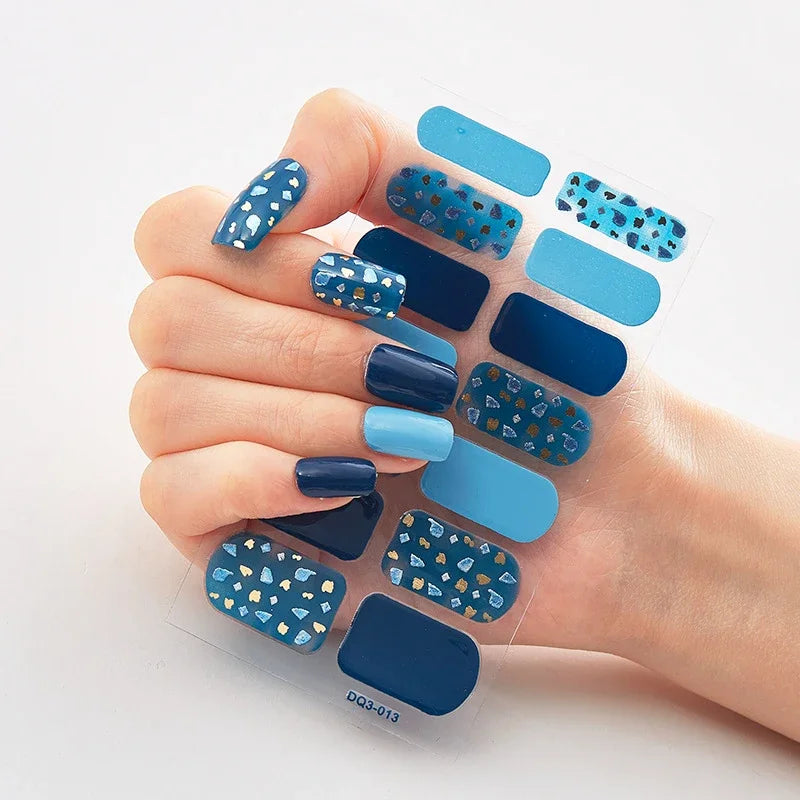 UV Semi Cured Gel Nail Wraps – Long Lasting French Style LED Gel Nail Stickers for Nail Extensions