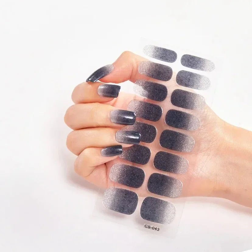 UV Semi Cured Gel Nail Wraps – Long Lasting French Style LED Gel Nail Stickers for Nail Extensions