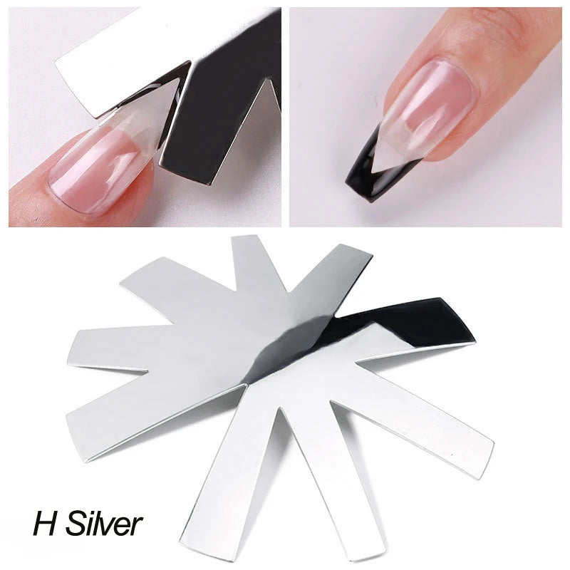 Pro 12 Style Easy French Smile Cut V Line Edge Trimmer Nail Cutter Almond Design Nail Stencil Styling Mold French Manicure Tools