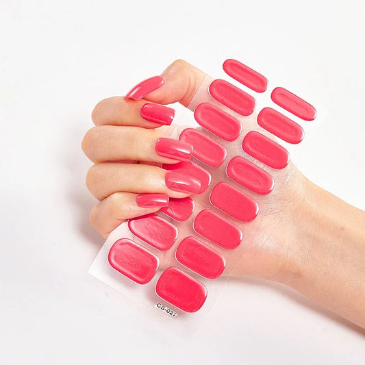 UV Semi Cured Gel Nail Wraps – Long Lasting French Style LED Gel Nail Stickers for Nail Extensions