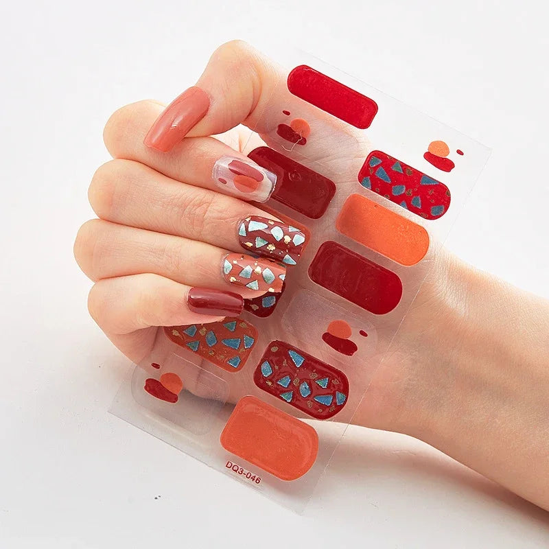 UV Semi Cured Gel Nail Wraps – Long Lasting French Style LED Gel Nail Stickers for Nail Extensions