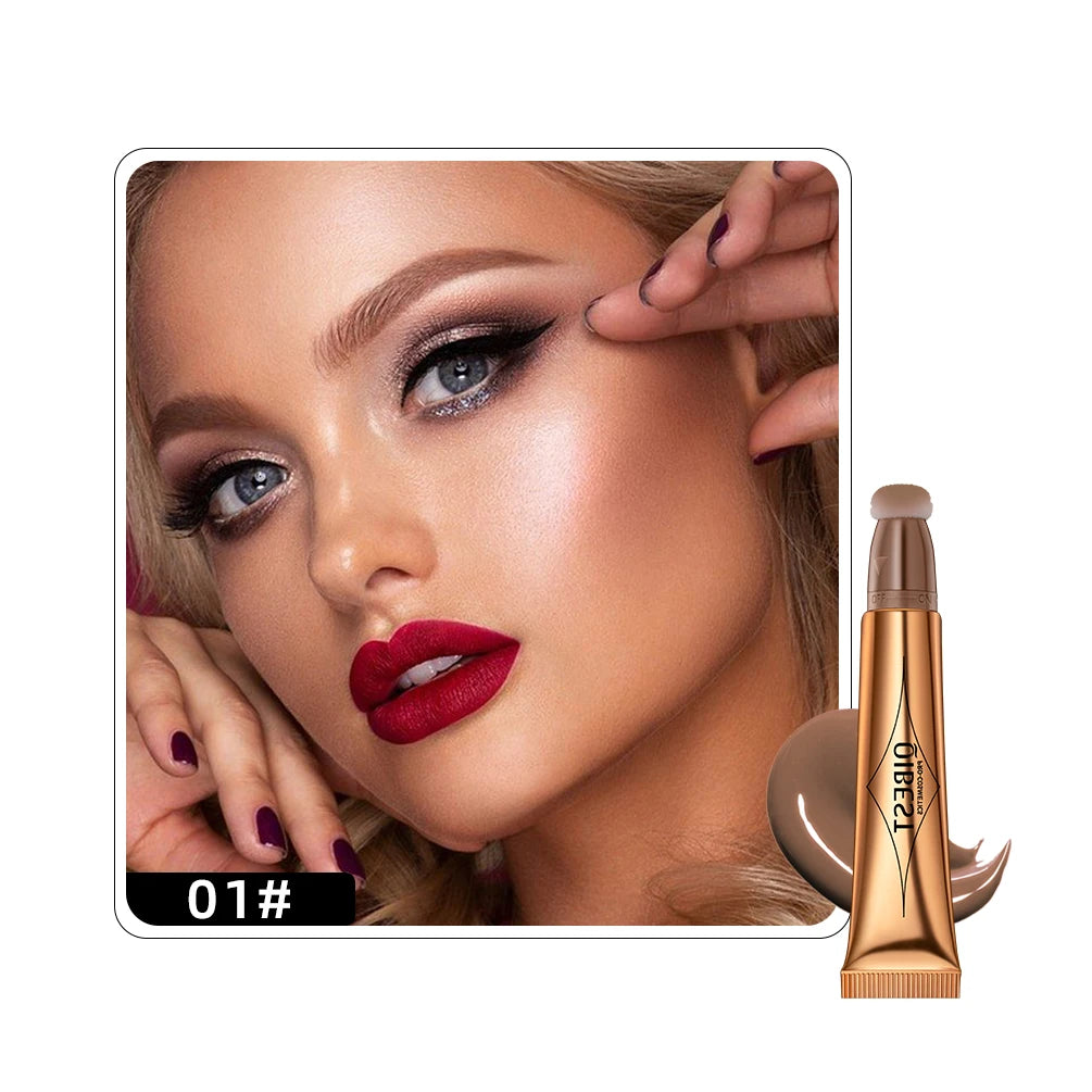 Liquid Contour with Cushion Applicator Highlight Shimmer Natural Soft Moisturizing Cream Liquid Blush for Cheek Cosmetics