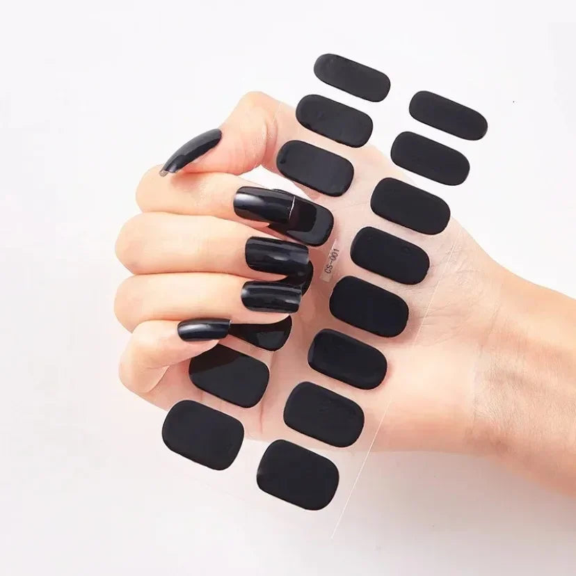 UV Semi Cured Gel Nail Wraps – Long Lasting French Style LED Gel Nail Stickers for Nail Extensions