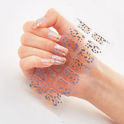UV Semi Cured Gel Nail Wraps – Long Lasting French Style LED Gel Nail Stickers for Nail Extensions